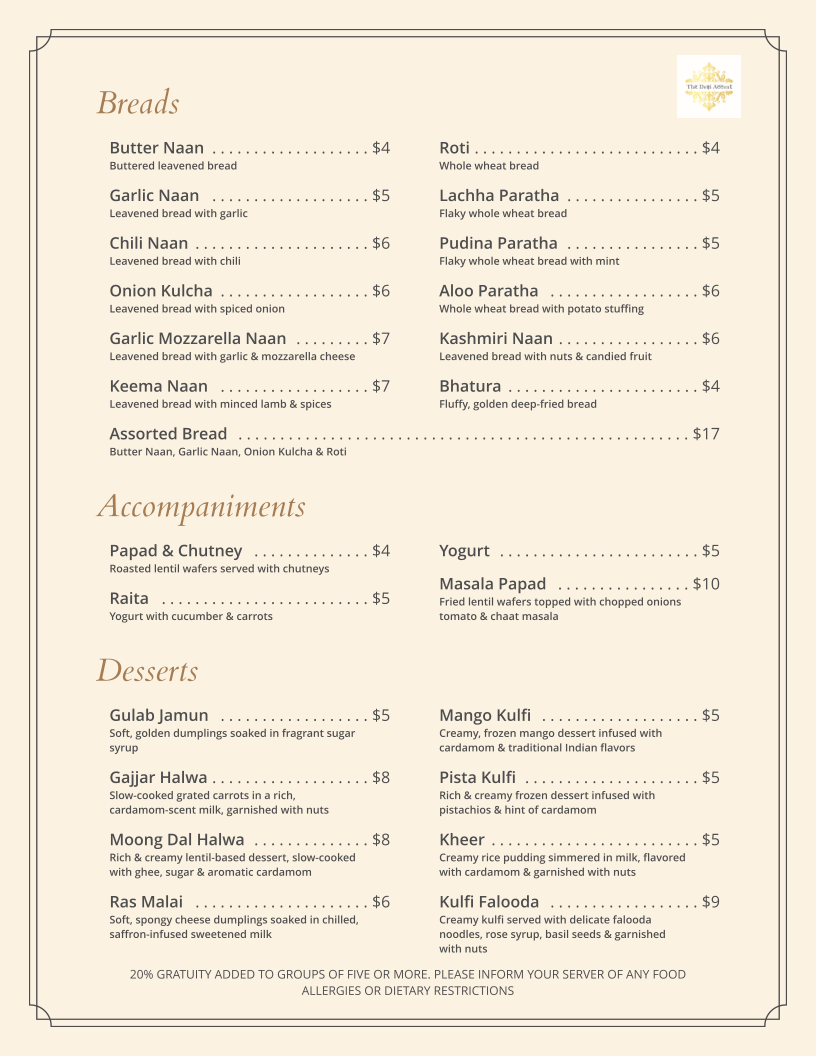 Menu The Desi Accent-2