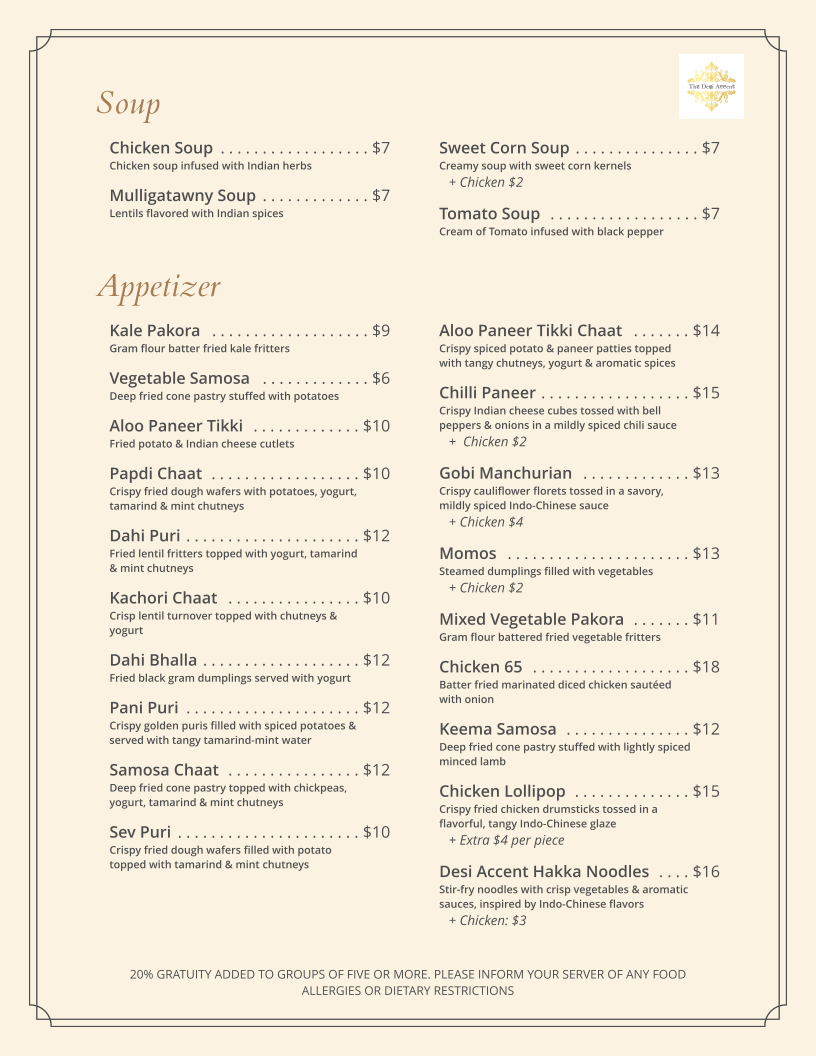Menu The Desi Accent-3